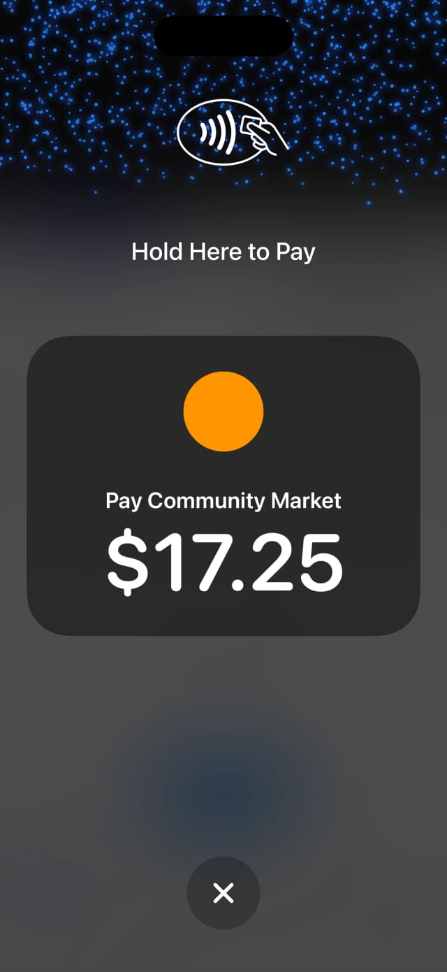 Luma tap to pay accepting a contactless payment on iPhone